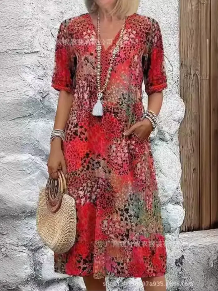 Robe mi-longue Vintage pour femmes