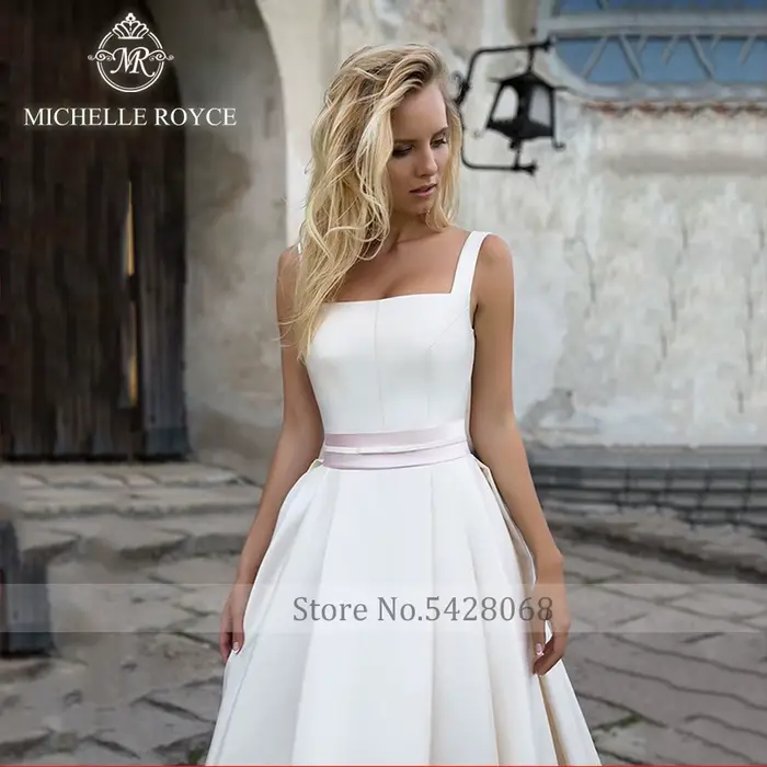 Michelle Royce-Robe de mariée en satin A-ligne