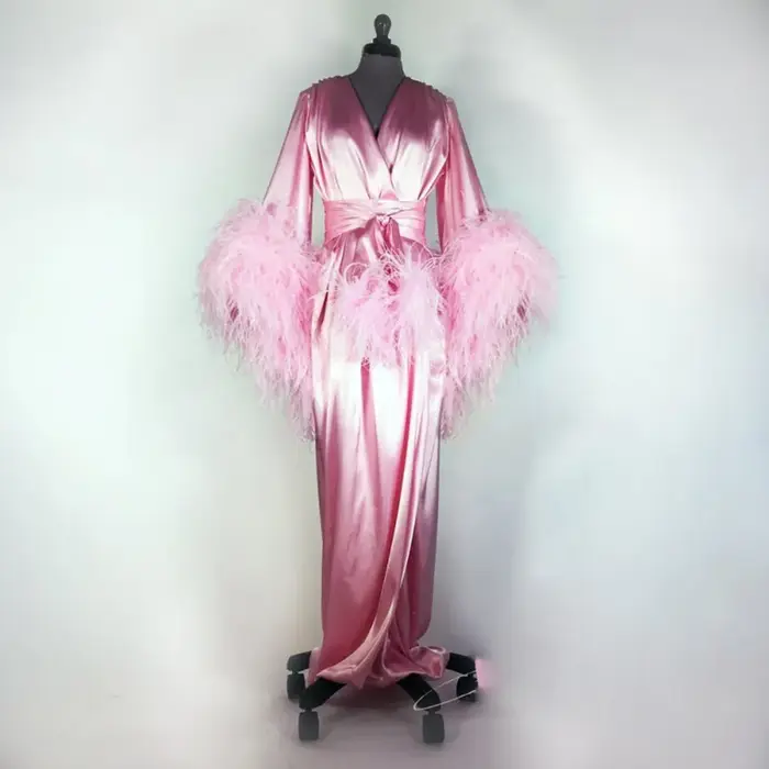 Robe de Soirée Longue en Fourrure pour Femme, Peignoir à la Mode, Vêtements de Nuit, pour Séance Pho