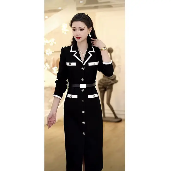 Robe mi-longue taille haute pour femme