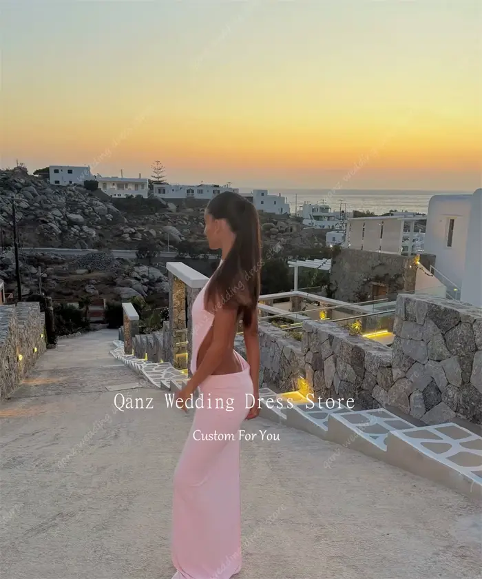 Qanz – robe De soirée en Satin rose