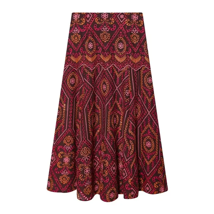 Robe longue bohème brodée pour femme, silhouette empire, motifs ajourés, sortie nocturne, printemps été, occaions spéciales