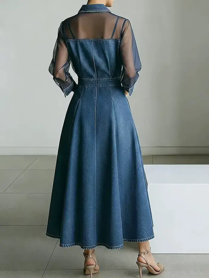 Robe trapèze en jean streetwear pour femme