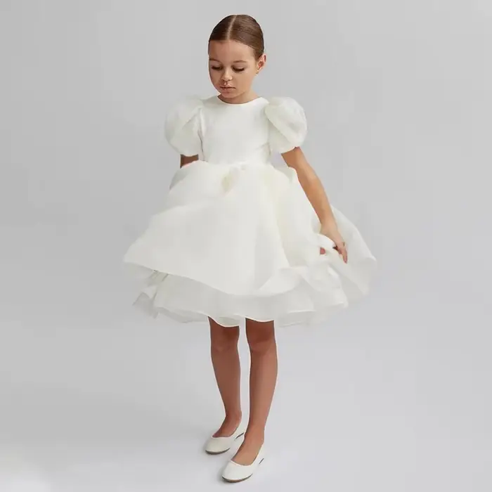 Robe blanche à fleurs pour filles