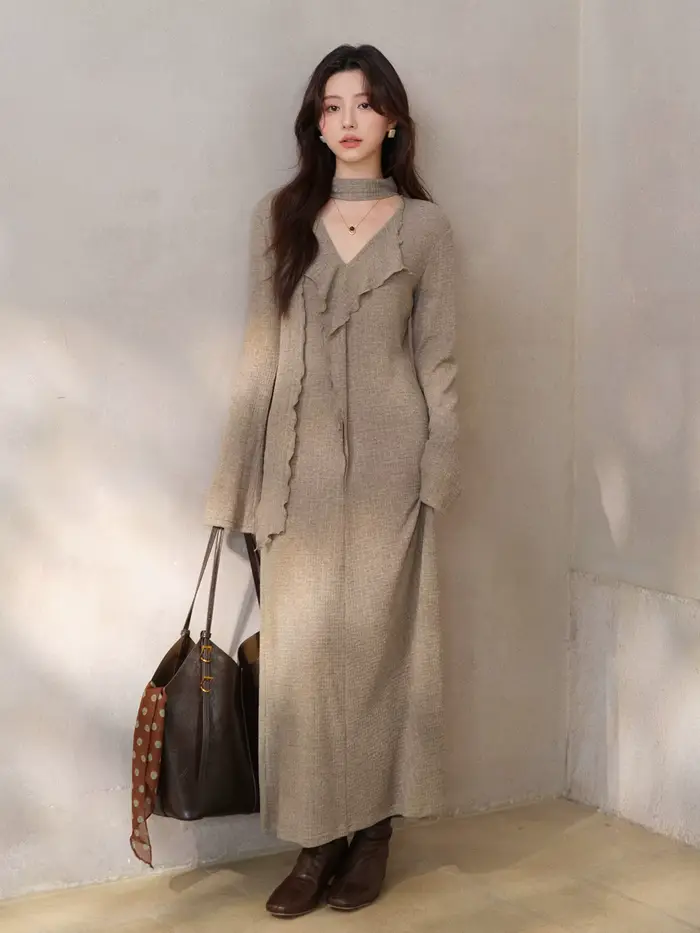 Robe française élégante en tricot