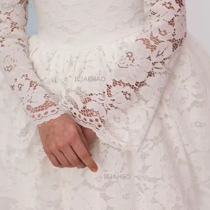 Robe de soirée en dentelle blanche pour filles