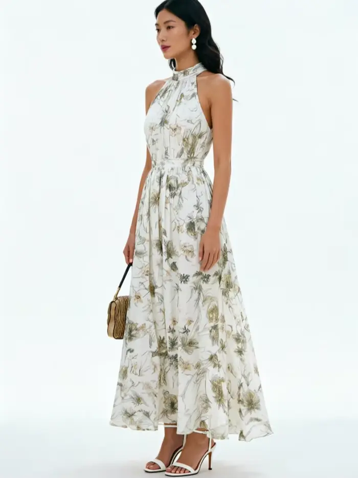 Robe longue élégante à imprimé floral