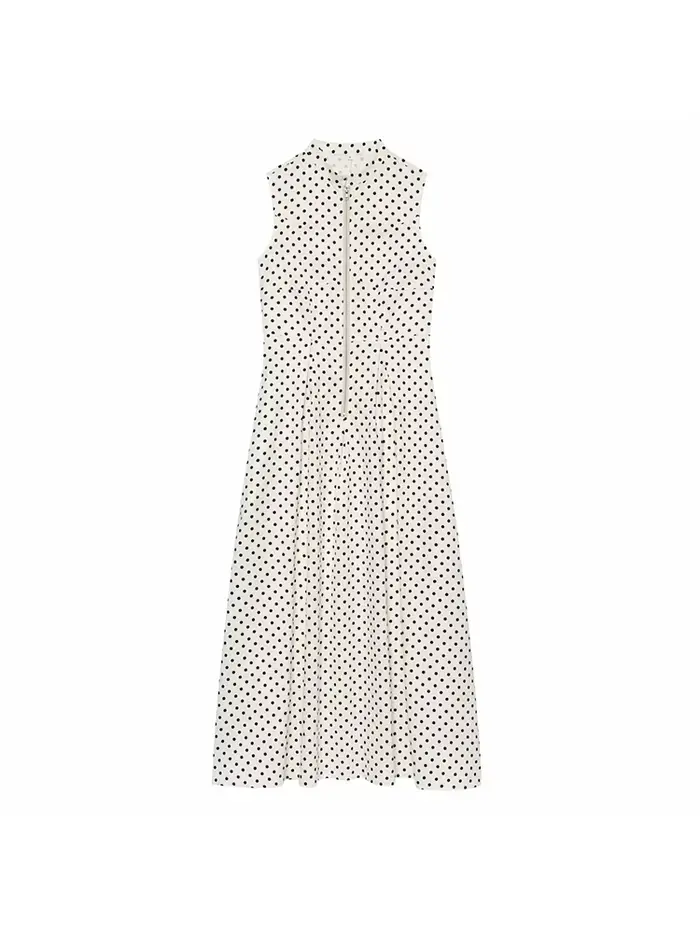 Robe élégante à pois avec fermeture éclair pour femmes