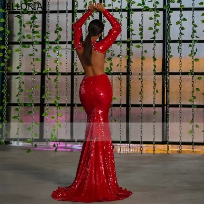 Robe de soirée rouge brillante pour femme