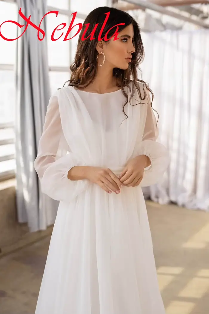 Robe de soirée en mousseline de soie blanche pure