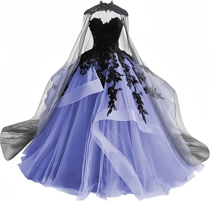 Robe de mariée gothique victorienne en tulle avec cape et soutien-gorge intégré pour femmes enceintes et occasions spéciales