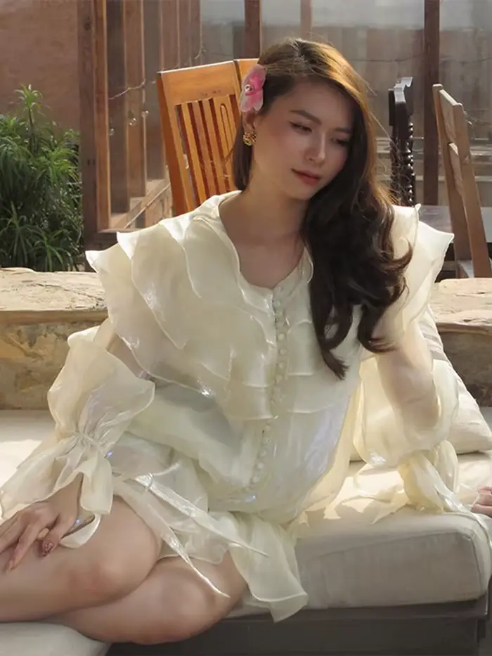 Robe courte à volants en cascade pour femmes