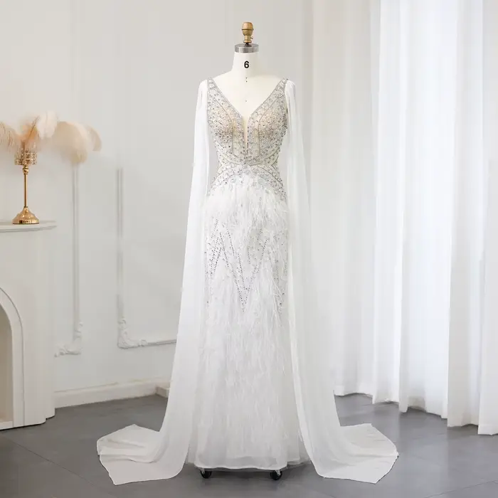 Robe de soirée Sharon Said Dubai blanche à col en V