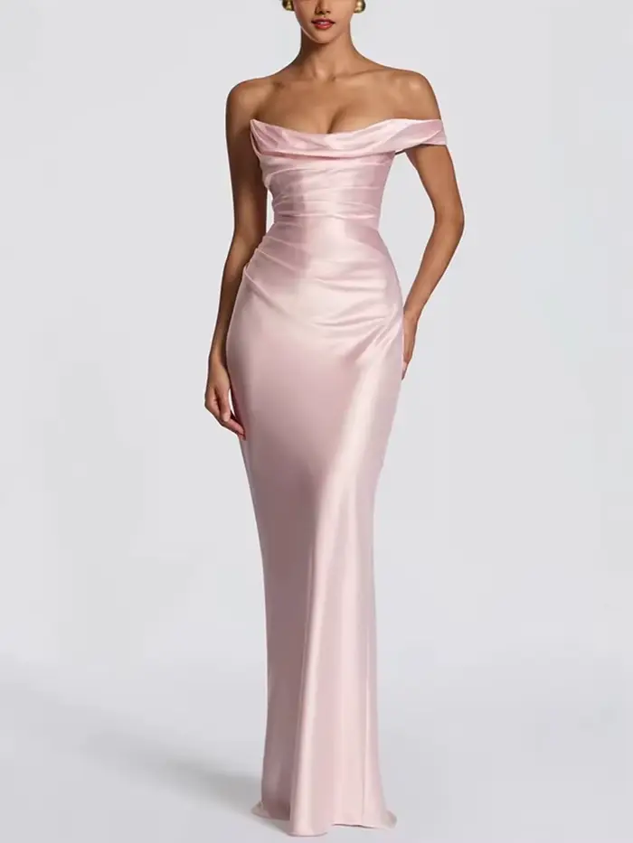 Robe de soirée longue asymétrique en satin pour femme, style luxueux, sans manches, dos nu, avec laç