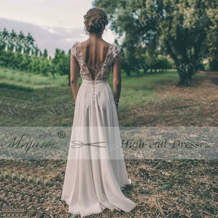 Zelyarce-Robe de Mariée Rustique en Mousseline de Soie