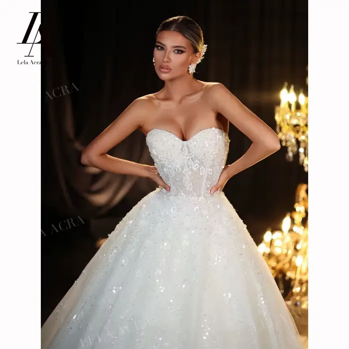 Magnifique robe de mariée 2 en 1 2026 Appliques fleurs 3D a-ligne princesse