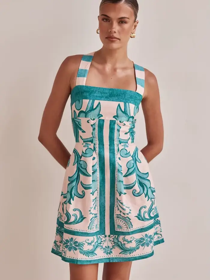 Robe bohème imprimée pour femmes, élégante, courte, bretelles de vacances, Sexy, couleur bloquée, no