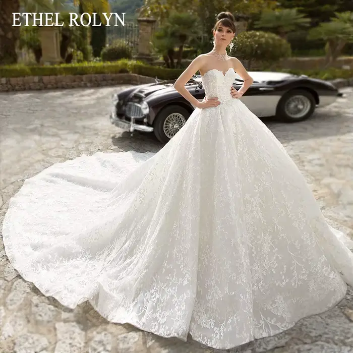 ETHEL ROLYN robe de mariée trapèze romantique perlée chérie dentelle robe de mariée Appliques prince