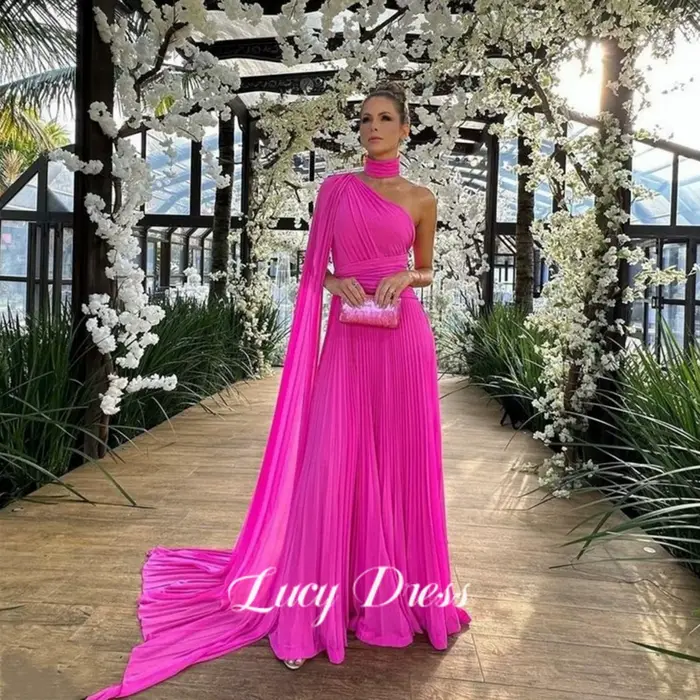 Lucy Rose rouge luxe femme robe de soirée en mousseline de soie cérémonie de mariage femmes élégantes robes de mariée châle pièce formelle personnalisée