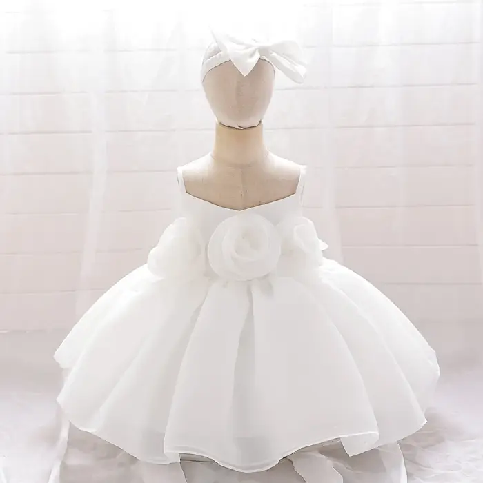 Robe de Cérémonie Rose à Grandes Fleurs pour Bébé Fille
