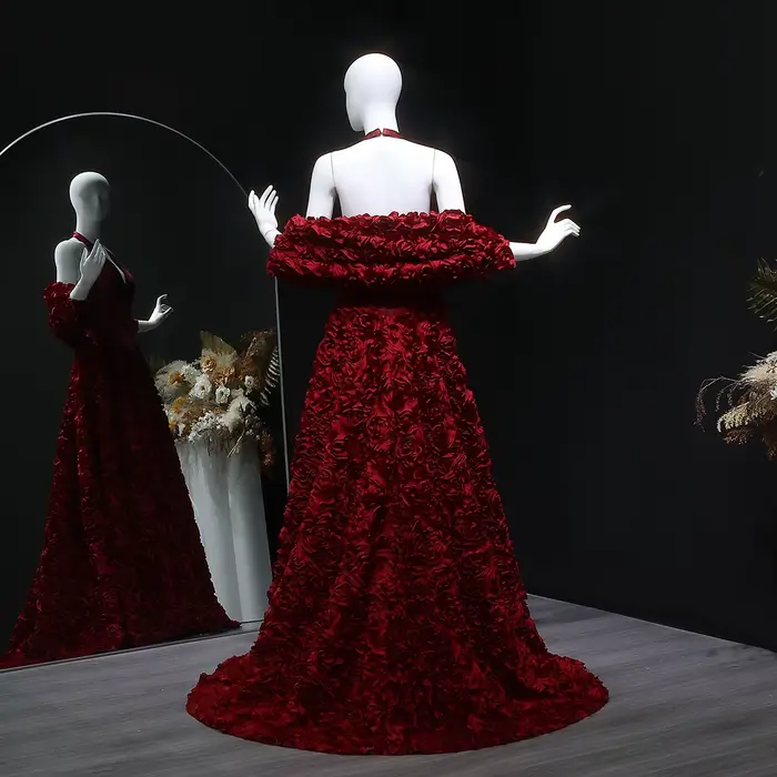 Sharon Said Dubai luxe bordeaux licou robes de soirée avec veste pour les femmes
