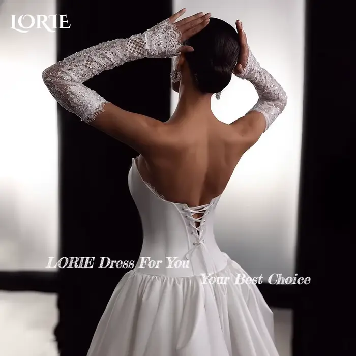 LORIE Vintage 3D fleur robes de mariée plis chérie froncé robe