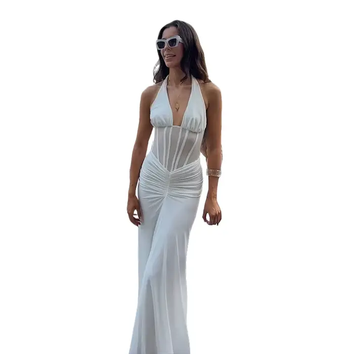 Robe longue élégante blanche pour femme
