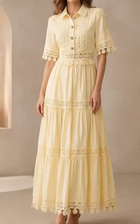 Robe élégante pour femme en soie de lait, artisanat lourd, manches longues