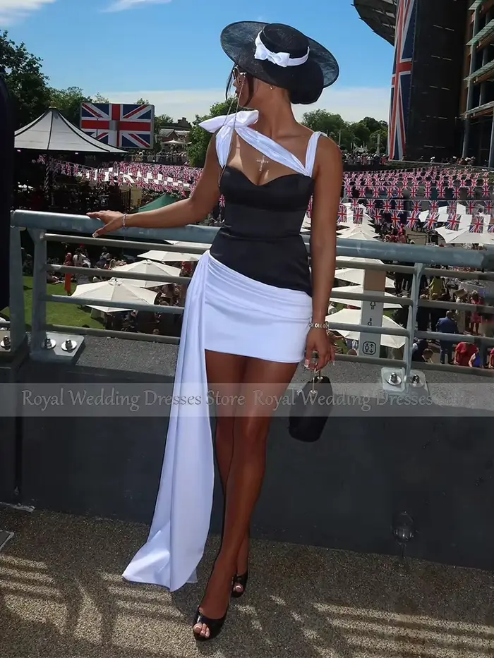 Robe de cocktail noire et blanche pour femme, gaine chérie, mini cocktail, quelle que soit la colonn