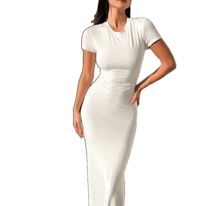 Robe sirène élégante pour femmes avec décolleté rond et fermeture pull-over pour soirées et événements formels