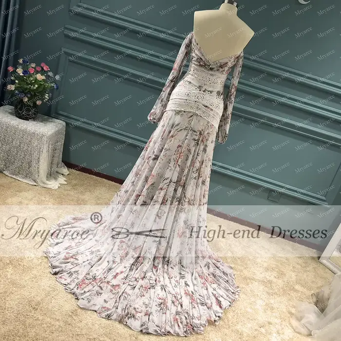 Mryarce Morden mariée florale fluide soie mousseline