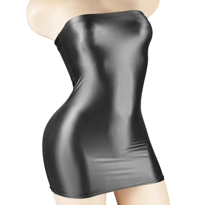 Robe mini sexy en satin huilé brillante transparente moulante crayon pour femmes soirées club occasions spéciales