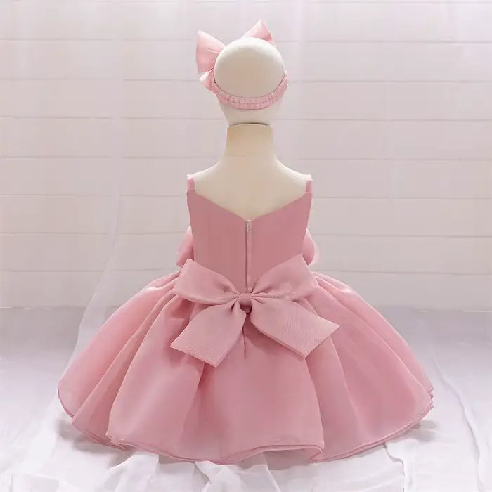 Robe de Cérémonie Rose à Grandes Fleurs pour Bébé Fille