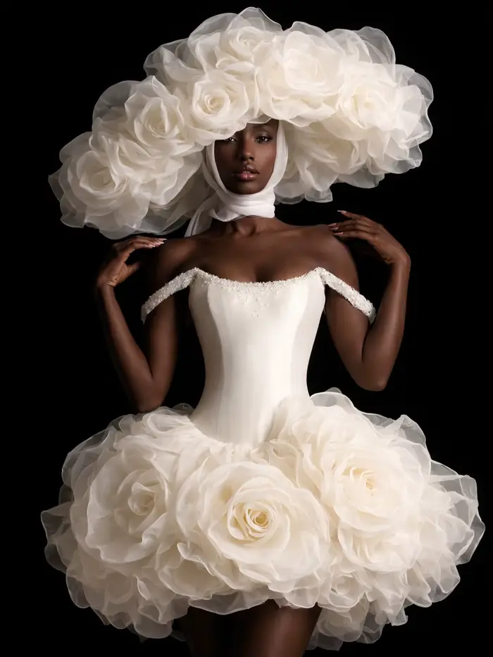 Robe blanche à épaules dénudées avec jupe bouffante