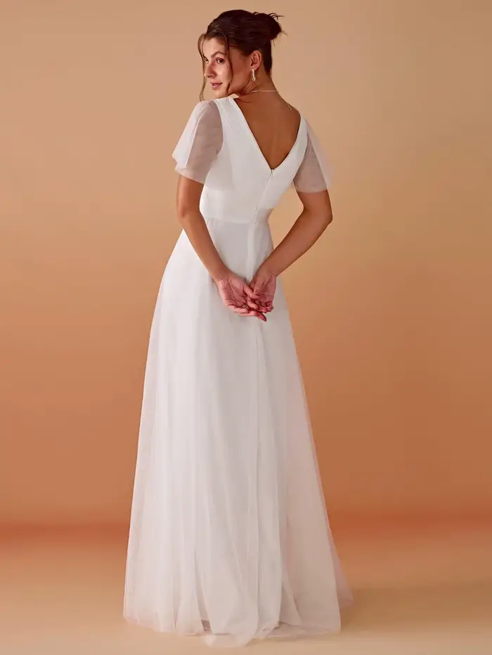 Robes de mariée blanches élégantes avec manches