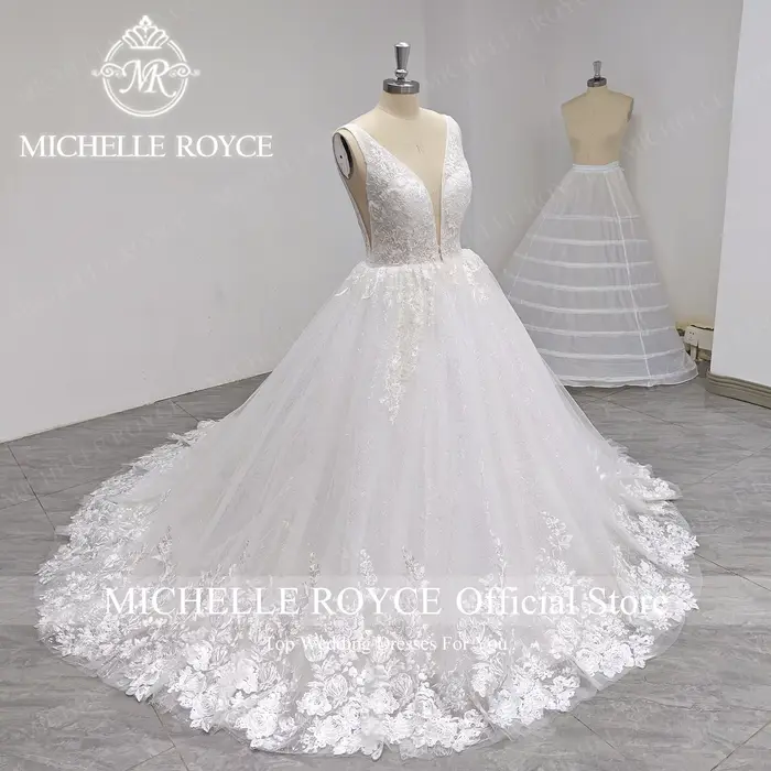 Michelle Royce-Robe de mariée en dentelle scintillante pour femmes