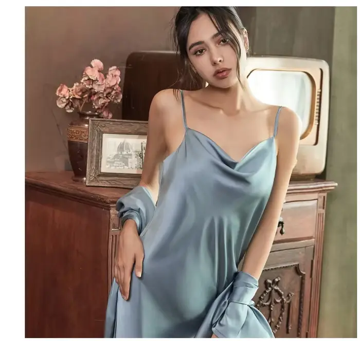Robe en Satin femme Lingerie intime vêtements de nuit soyeux mariée cadeau de mariage décontracté Kimono peignoir