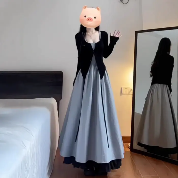 Robe midi ceinturée vintage française élégante pour femme printemps automne style empire polyester ajustée mince soirée cérémonie