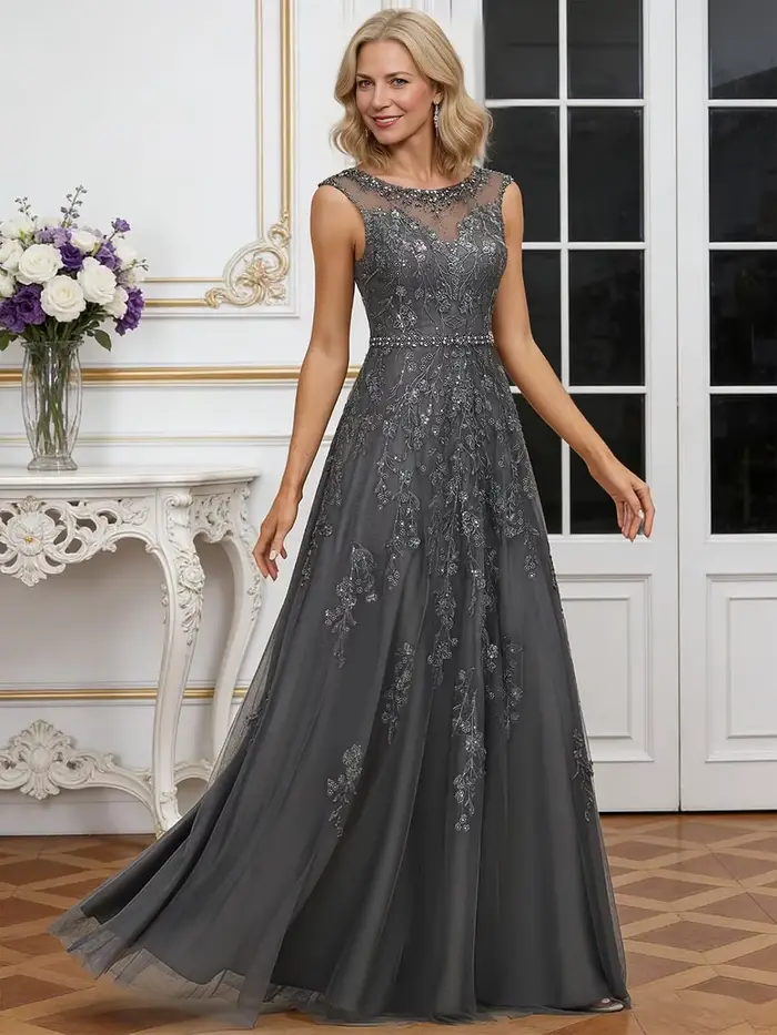 Robe en mousseline de soie pour mère de la mariée