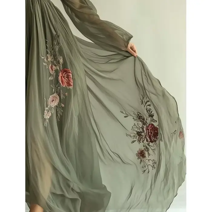 Robe bohème décontractée en polyester avec col en V et plis pour femmes - Maxi robe de soirée et de festival