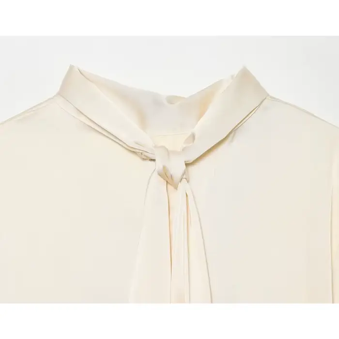 Robe midi fluide femme été 2026 col montant manches courtes élégante décontractée polyester blanc crème occassions spéciales