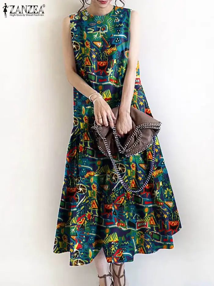 Robe imprimée vintage pour femme