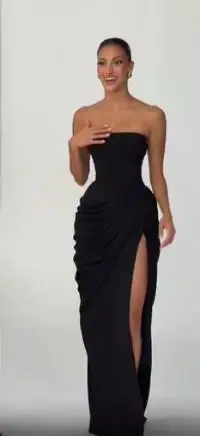 Nouvelle Robe Longue Jaune Élégante Sans Bretelles pour Femme