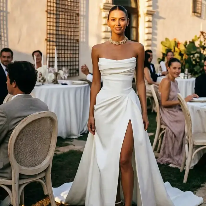 Robe de mariée sirène sur mesure avec jupe détachable, décolleté cuillère, appliques et dentelle, pour mariage civil, bohème, plage, occasions spéciales