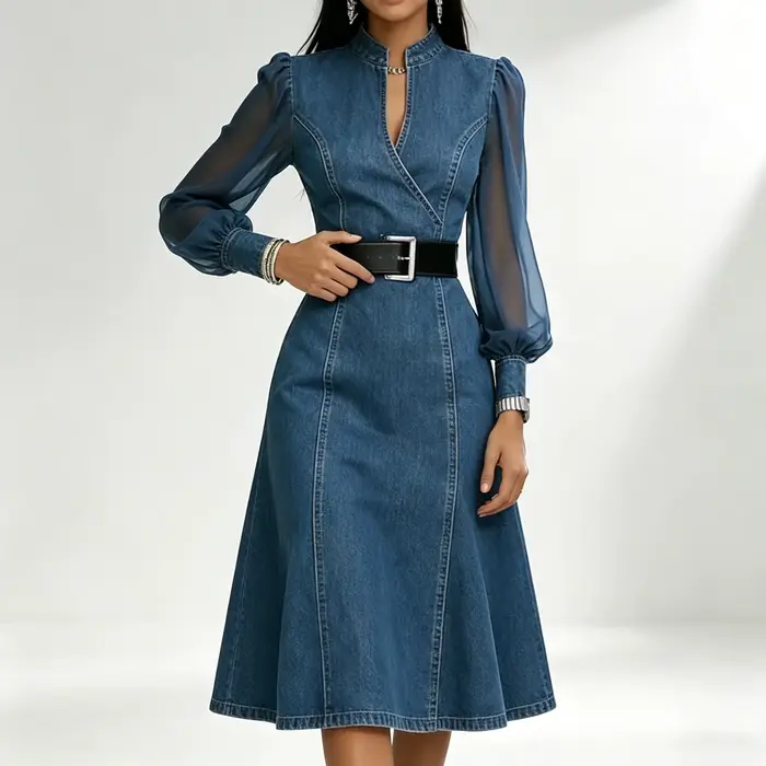 Robe longue en jean streetwear pour femme
