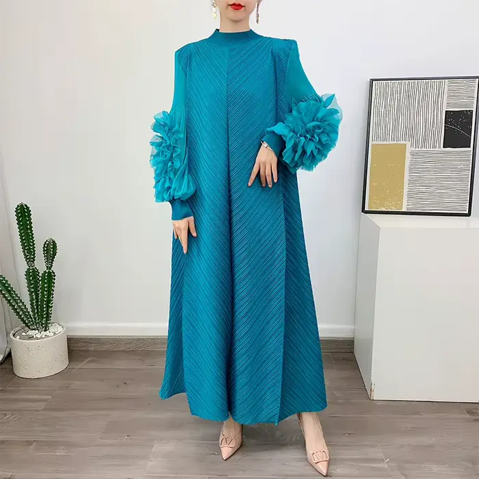 Femmes élégantes robes de soirée 2025 été nouvelle couleur unie classique à manches longues plaque f