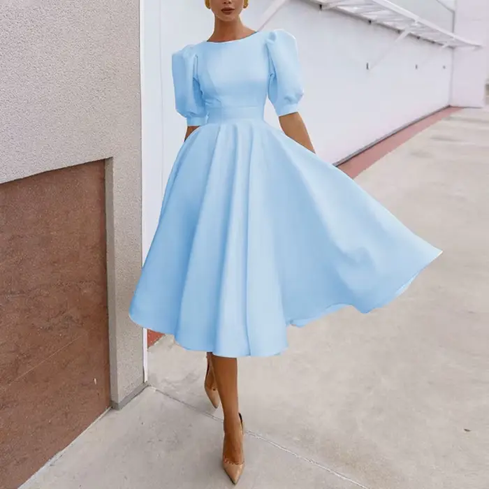 Robe trapèze à manches courtes pour femmes, décontractée et élégante, mode d'été, polyester, tailles S à XXL