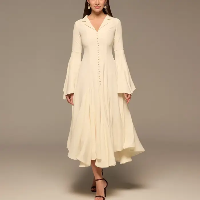 Robe de soirée élégante en satin beige