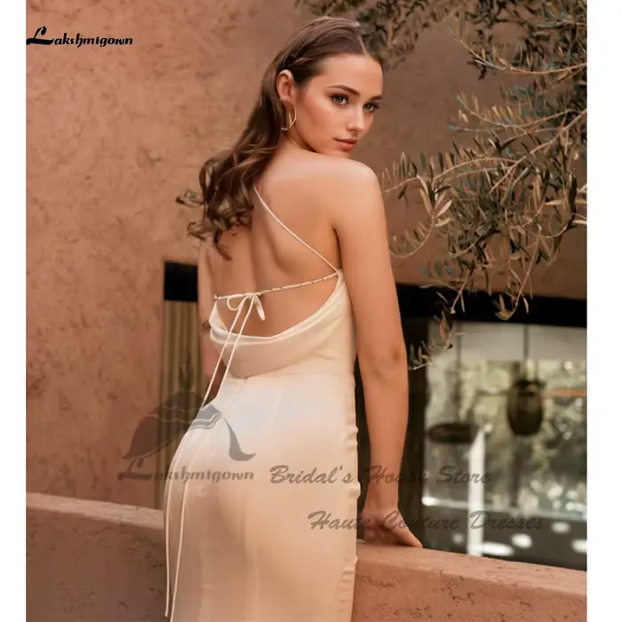 Yanshmigown-Robe de Mariée Fourreau Sexy en Satin Doux
