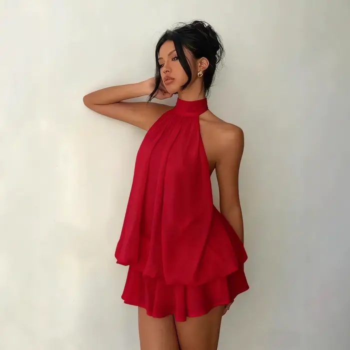 Robe licou pour femme, dos nu